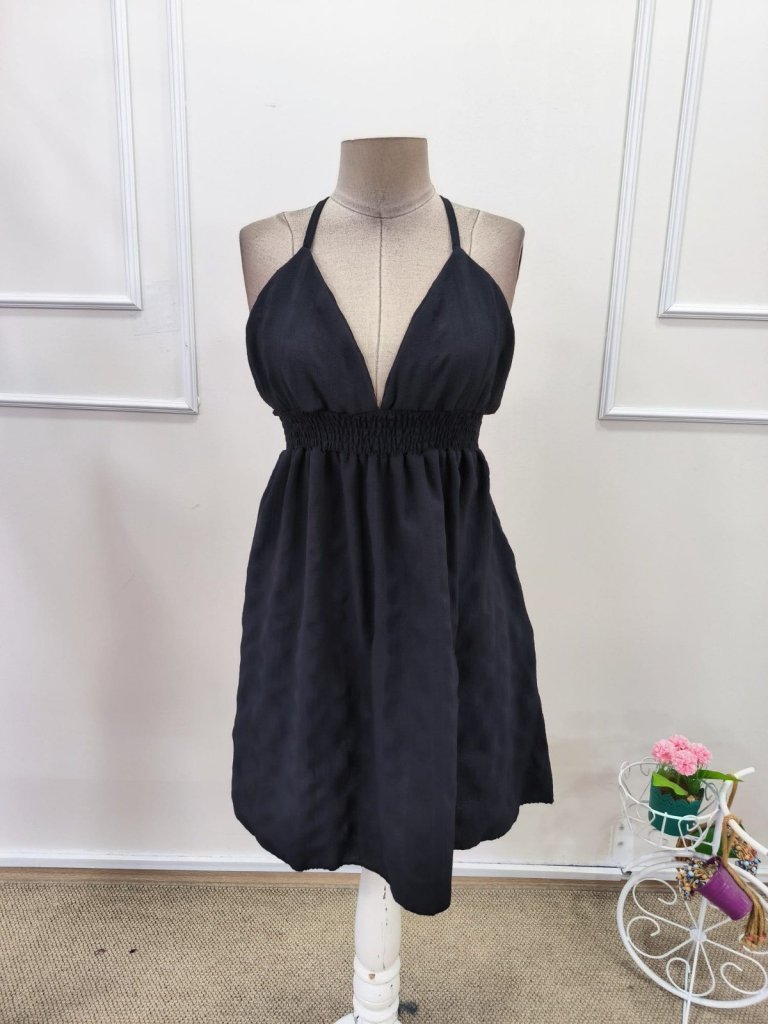 Women's Strappy, Sweetheart Neckline, Elasticated Waist, Gofre Short Dress, 32091