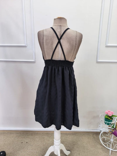 Women's Strappy, Sweetheart Neckline, Elasticated Waist, Gofre Short Dress, 32091