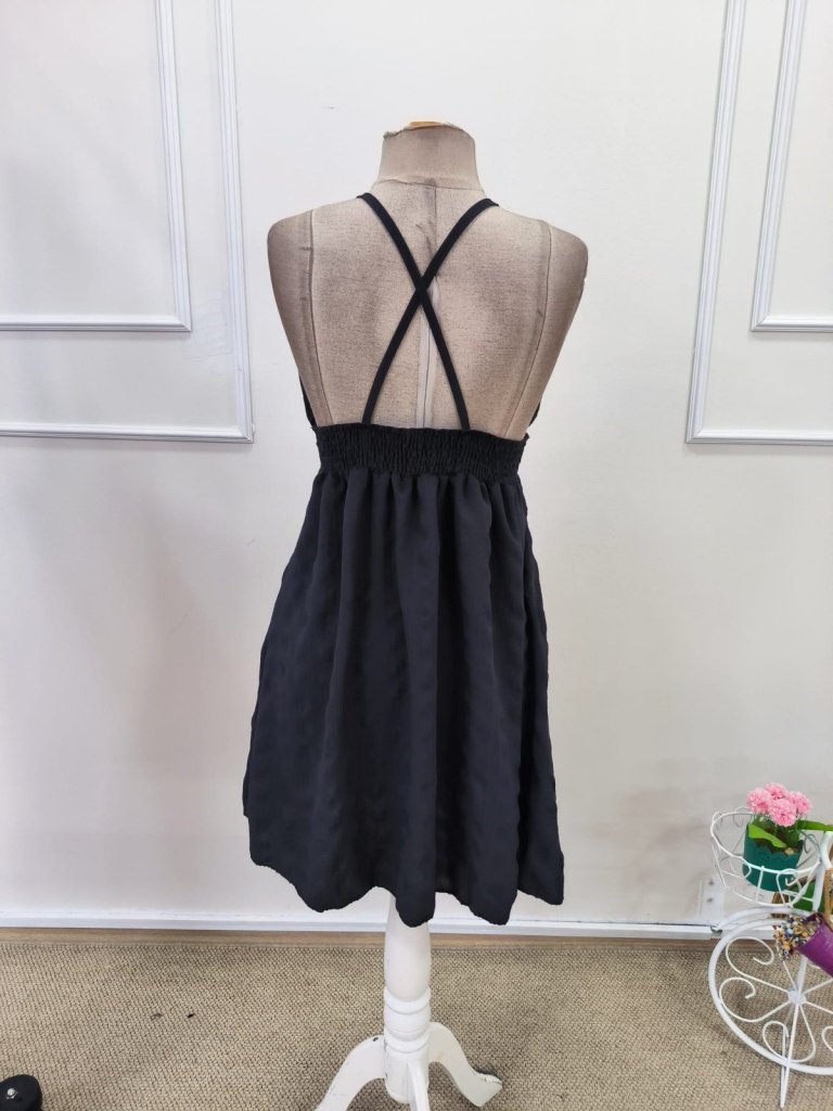 Women's Strappy, Sweetheart Neckline, Elasticated Waist, Gofre Short Dress, 32091