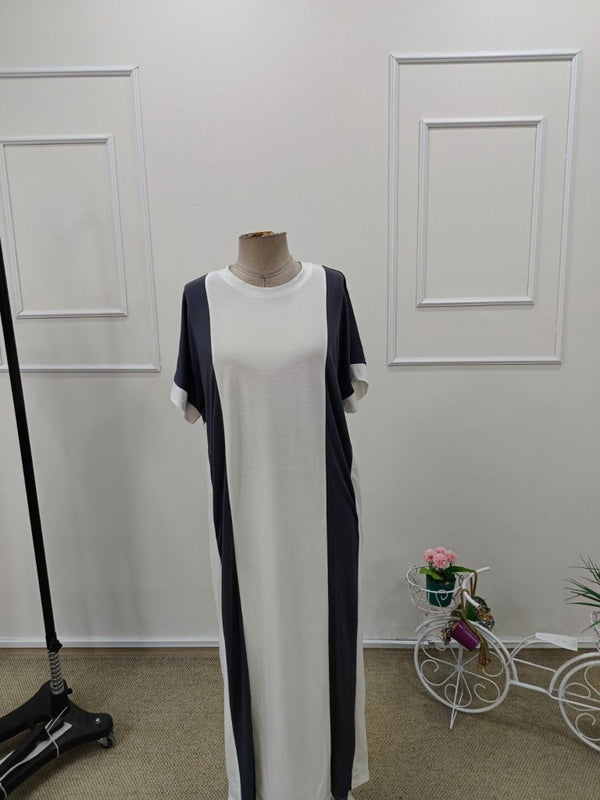 Rochie lungă Supreme pentru femei, cu mânecă scurtă și guler rotund, 34292
