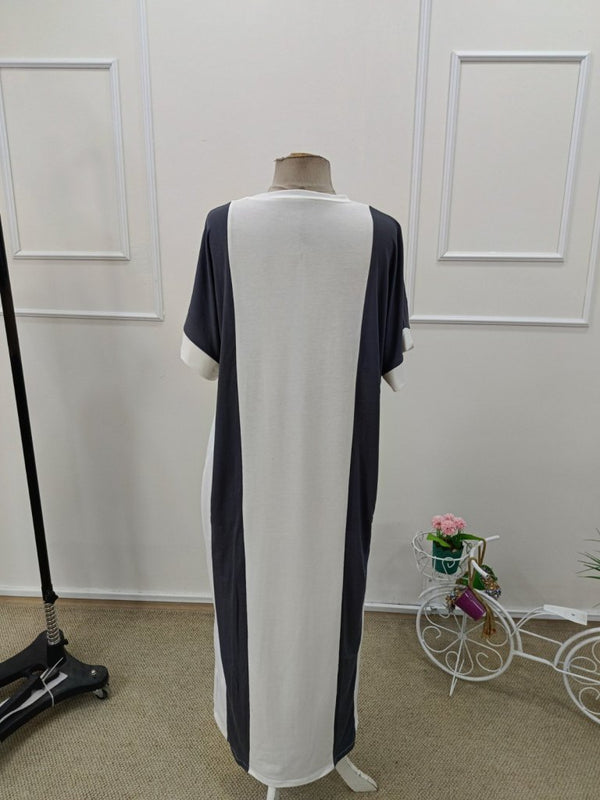 Rochie lungă Supreme pentru femei, cu mânecă scurtă și guler rotund, 34292