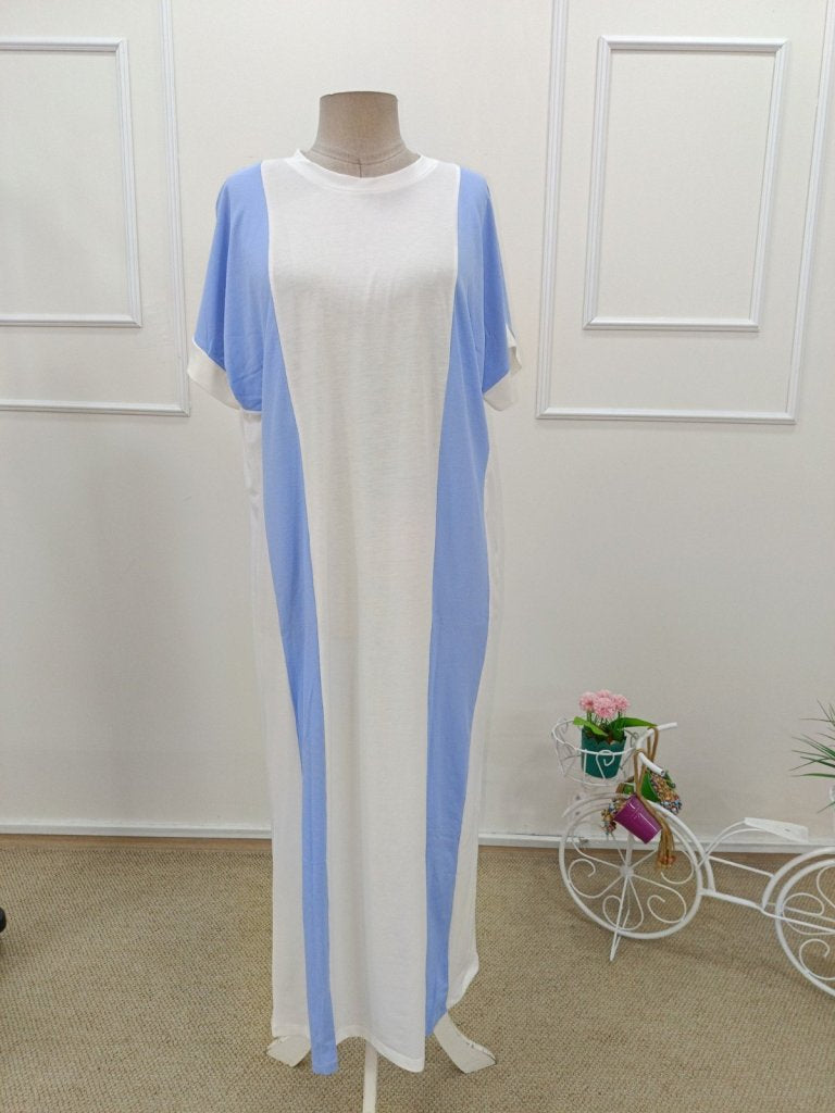 Women's Short Sleeve Crew Neck Long Supreme Dress, 34294