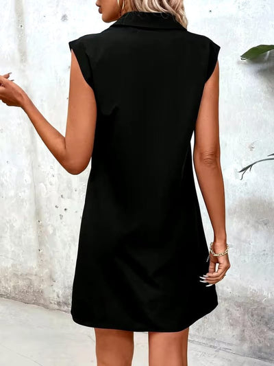 Women's Short Sleeve Collared Front Zip Short Modal Dress, 32346
