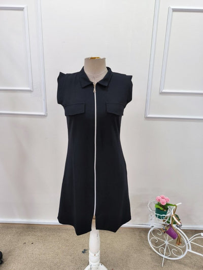 Women's Short Sleeve Collared Front Zip Short Modal Dress, 32346