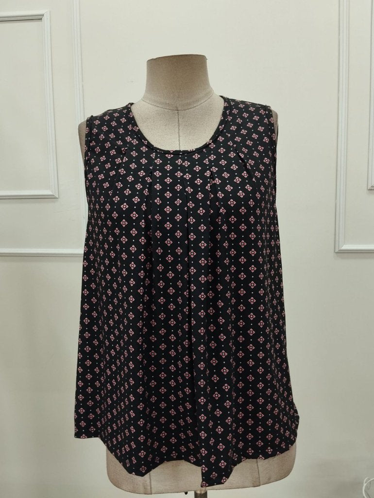 Women's Strappy Round Neck Patterned Supima Blouse, 32175