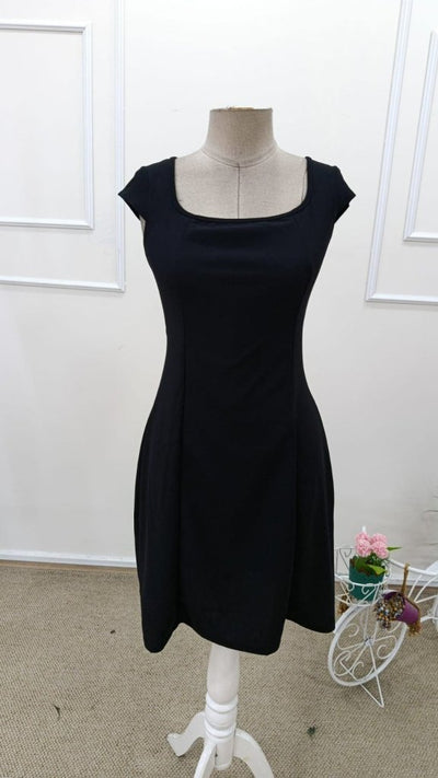Rochie scurtă din crep importat, cu mânecă scurtă și decolteu pătrat, pentru femei, 33581