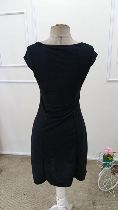 Rochie scurtă din crep importat, cu mânecă scurtă și decolteu pătrat, pentru femei, 33581