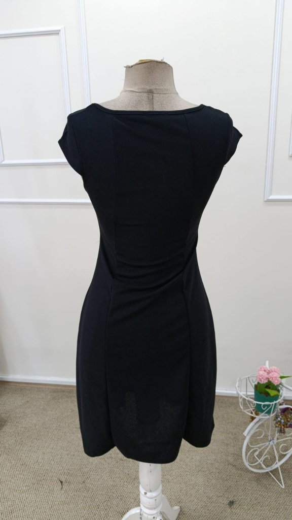 Rochie scurtă din crep importat, cu mânecă scurtă și decolteu pătrat, pentru femei, 33581