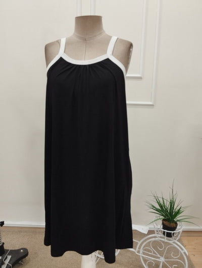 Rochie de damă din viscoză cu guler rotund și bretele, 32198