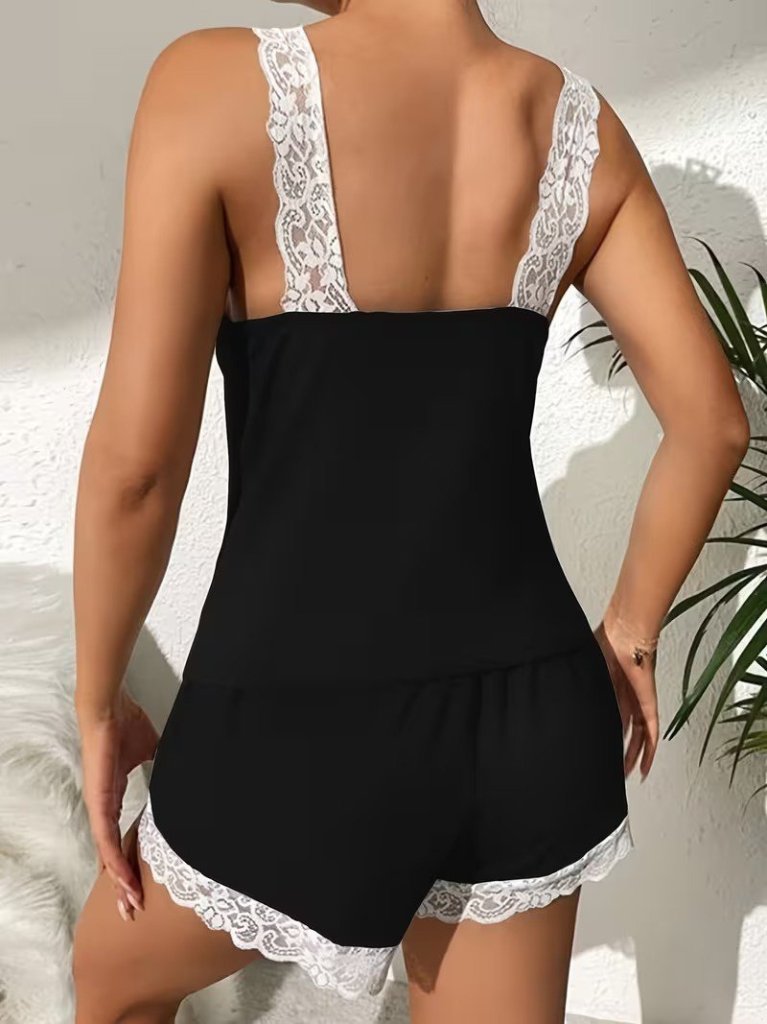 Kadın Askılı V Yakalı Viskon Bluz Ve Short Gecelik Takım, 33446