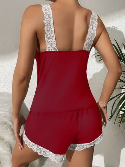 Set de cămașă de noapte pentru femei, din viscoză, cu decolteu în V și bluză și pantaloni scurți, 33447