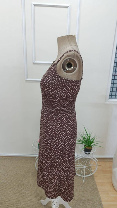 Rochie midi cu bretele, talie elastică și crăpătură pentru femei, 32313