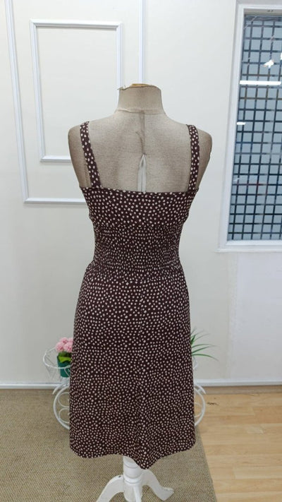 Rochie midi cu bretele, talie elastică și crăpătură pentru femei, 32313