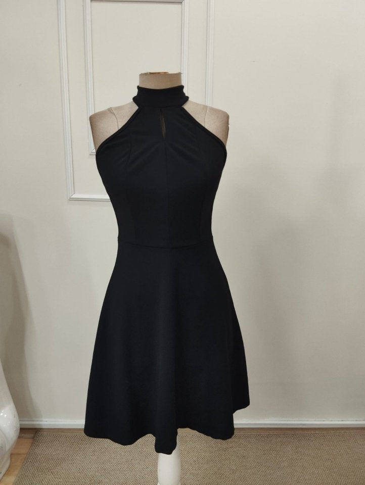 Women's Off-the-Shoulder Turtleneck Short Imported Crepe Dress with Lace Detail at the Back, 32341