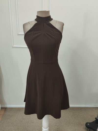 Women's Off-the-Shoulder Turtleneck Short Imported Crepe Dress with Lace Detail at the Back, 32343