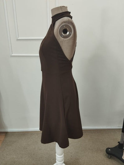 Women's Off-the-Shoulder Turtleneck Short Imported Crepe Dress with Lace Detail at the Back, 32343