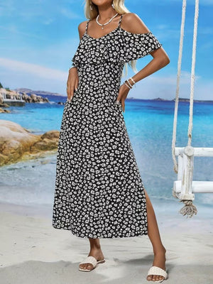 Rochie lungă Supreme pentru femei, cu bretele și umeri goi, cu crăpătură, model, 32348