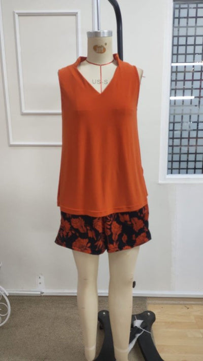 Kadın Askılı V Yakalı Sandy Bluz Ve Desenli Short Ikili Takım, 37150