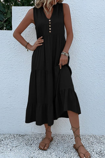 Women's Strappy V-Neck Button-Front Midi Viscose Dress, 32357