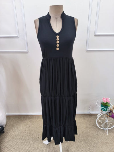 Women's Strappy V-Neck Button-Front Midi Viscose Dress, 32357