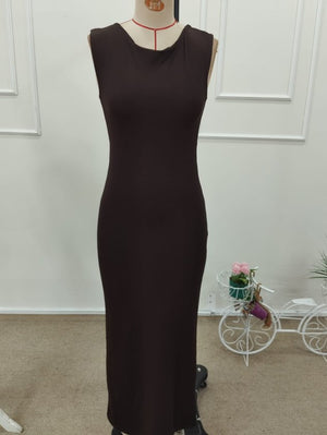 Rochie lungă de scuba cu mânecă scurtă și spate adânc pentru femei, 32366