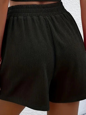 Kadın Askılı Yuvarlak Yakalı Burgu Krop Ve Bluz Short Ikili Takım , 32372