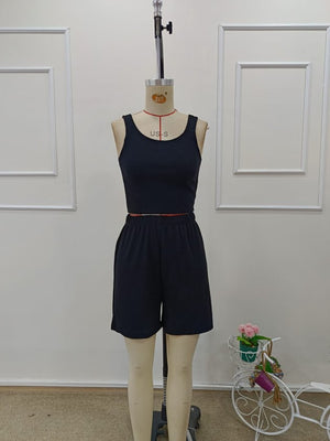 Kadın Askılı Yuvarlak Yakalı Burgu Krop Ve Bluz Short Ikili Takım , 32372