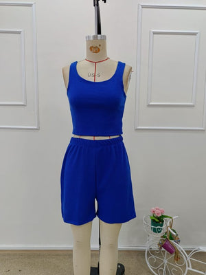 Kadın Askılı Yuvarlak Yakalı Burgu Krop Ve Bluz Short Ikili Takım , 32375