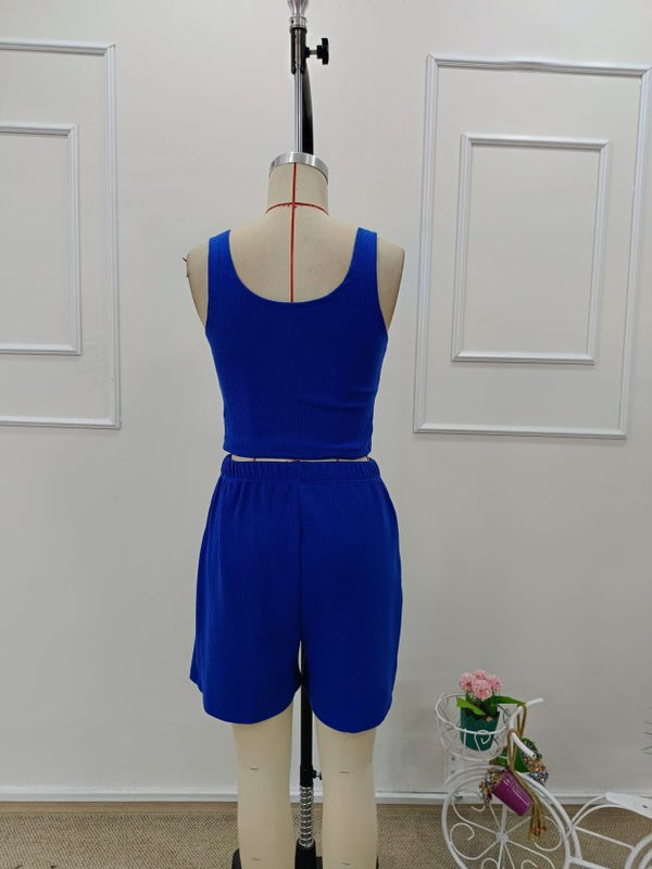 Kadın Askılı Yuvarlak Yakalı Burgu Krop Ve Bluz Short Ikili Takım , 32375
