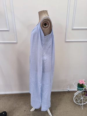 Rochie lungă musulmană pentru femei, cu bretele, guler rotund și crăpătură, 32380