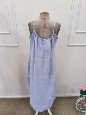 Rochie lungă musulmană pentru femei, cu bretele, guler rotund și crăpătură, 32380