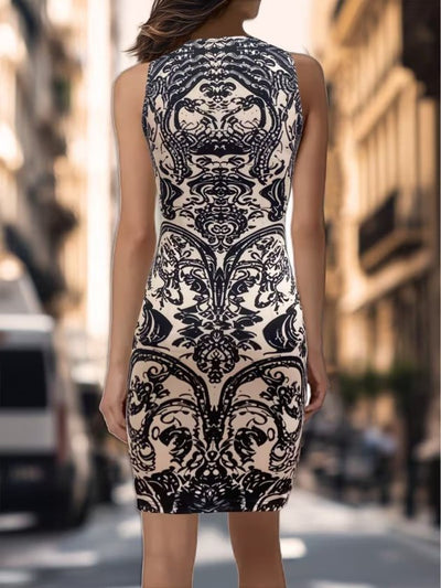 Rochie scurtă Supreme pentru femei, cu bretele, decolteu adânc în V și imprimeu, 34454
