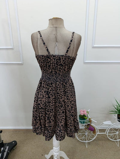 Women's Strappy Shirred Neck Elastic Waist Short Interlock Dress, 32401