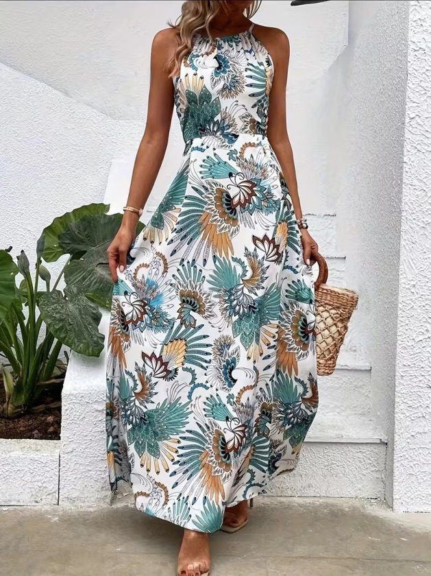 Rochie Supreme pentru femei, cu model, cu guler halter și curea, 32404