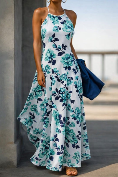 Kadın Omuzlardan Açık Ip Askılı Desenli Uzun Süprem Elbise, 33904