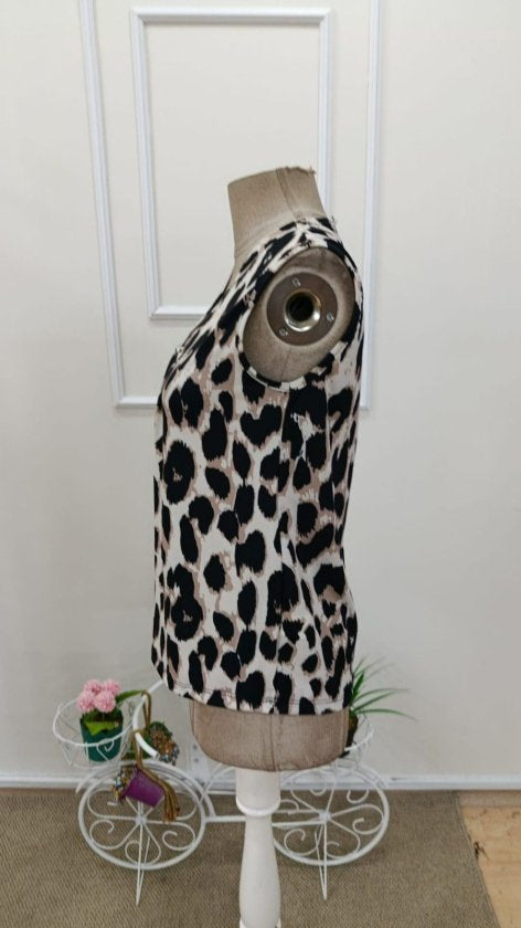 Women's Strappy V-Neck Leopard Print Supreme Blouse, 32429