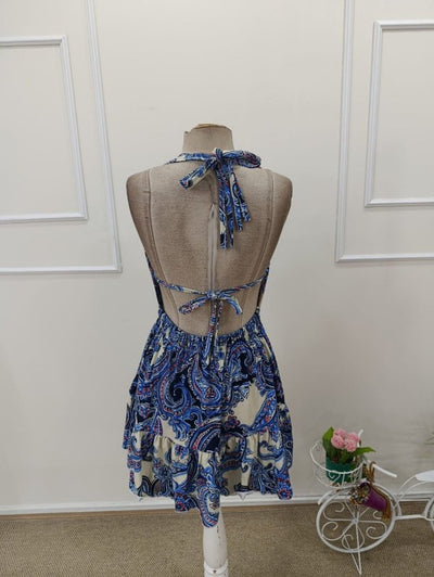 Rochie scurtă Suprem pentru femei cu bretele, decolteul adânc, laced din spate, model, 37285