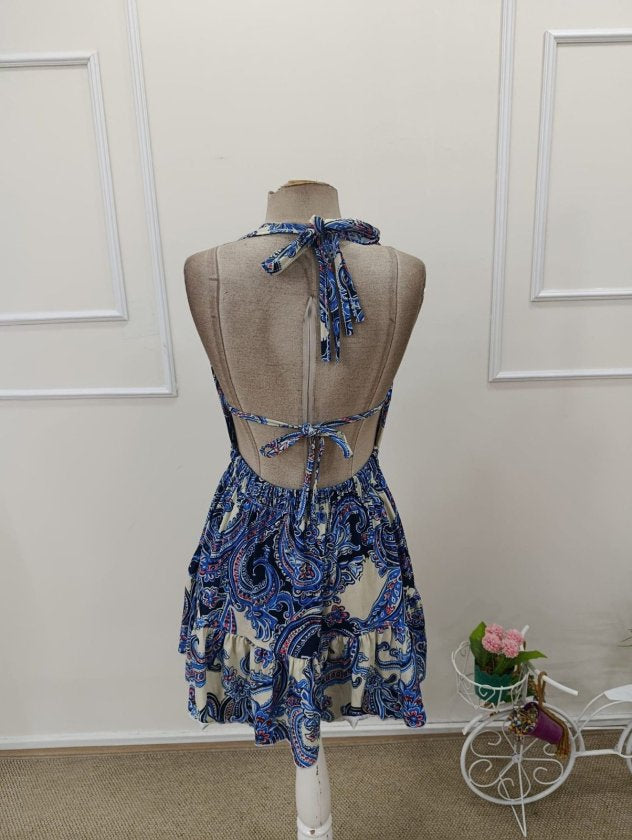 Rochie scurtă Suprem pentru femei cu bretele, decolteul adânc, laced din spate, model, 37285