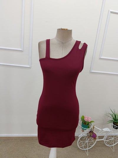 Women's Asymmetrical Neckline Short Scuba Dress with Shoulder Strap, 32516