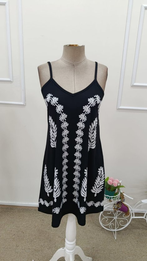 Rochie scurtă Supreme pentru femei, cu bretele, decolteu în V și model, 32529