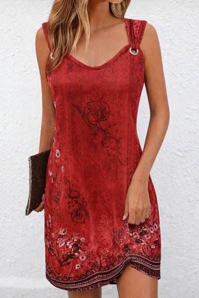 Rochie scurtă de damă, din suprafin, cu bretele, decolteu în V, detalii ochi și model, 35419