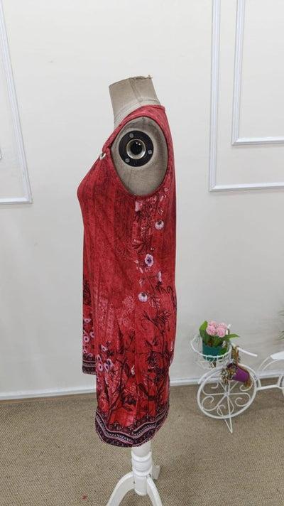 Rochie scurtă de damă, din suprafin, cu bretele, decolteu în V, detalii ochi și model, 35419