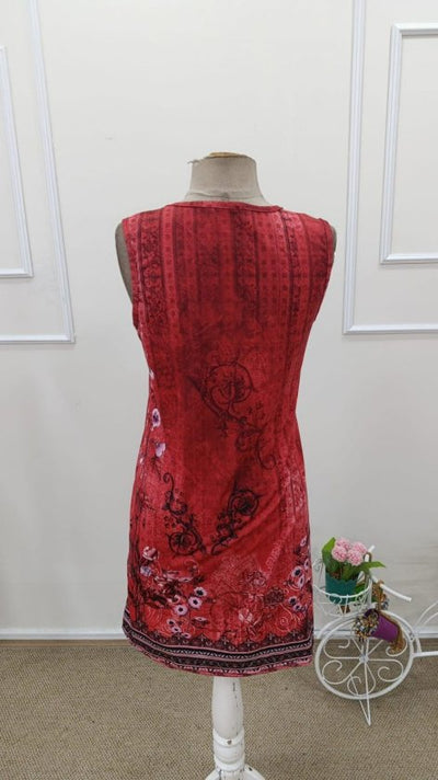 Rochie scurtă de damă, din suprafin, cu bretele, decolteu în V, detalii ochi și model, 35419