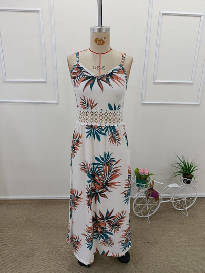 Rochie lungă Supreme pentru femei, cu bretele, decolteu în V și talie din dantelă, 32575