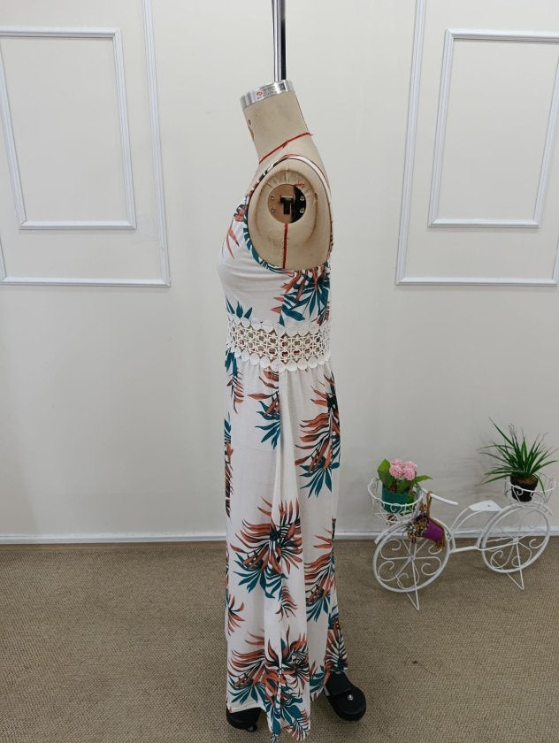 Rochie lungă Supreme pentru femei, cu bretele, decolteu în V și talie din dantelă, 32575