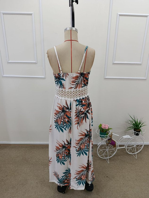 Rochie lungă Supreme pentru femei, cu bretele, decolteu în V și talie din dantelă, 32575