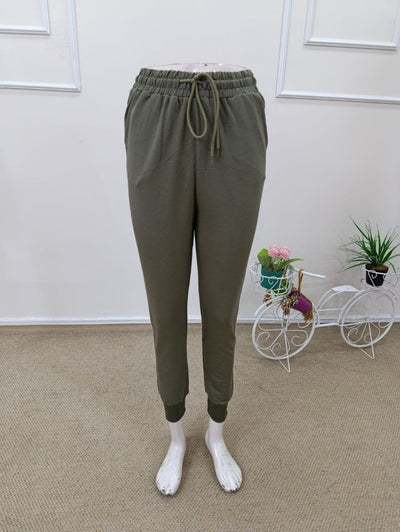 Pantaloni de trening cu talie înaltă din viscoză, cu două fire, pentru femei, cu dungi laterale, 32583