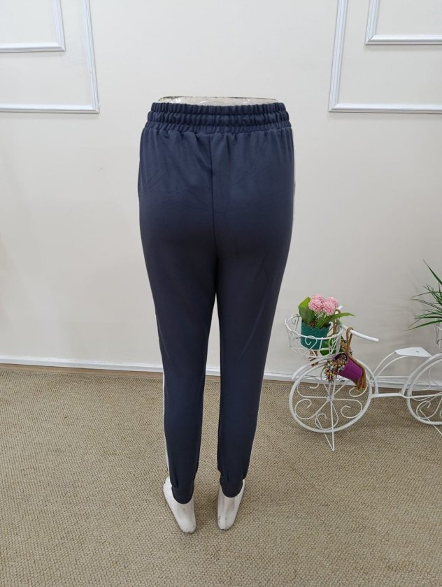 Pantaloni de trening cu talie înaltă din viscoză, cu două fire, pentru femei, cu dungi laterale, 32584