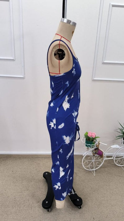 Rochie midi Supreme pentru femei, cu guler rotund, bretele, model și încrețituri laterale, 32603