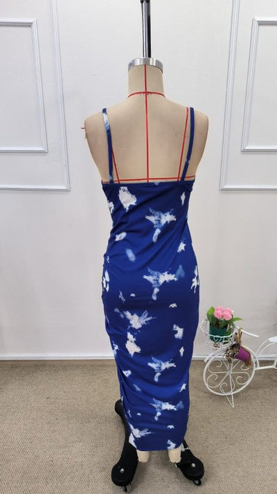 Rochie midi Supreme pentru femei, cu guler rotund, bretele, model și încrețituri laterale, 32603